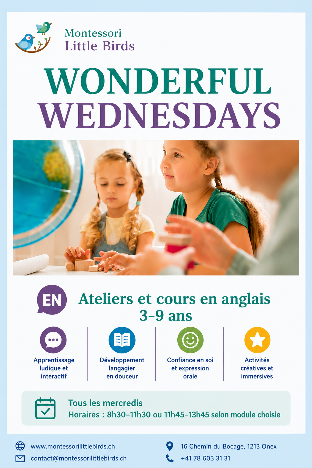 Lire la suite à propos de l’article Ateliers Wonderful Wednesdays en anglais